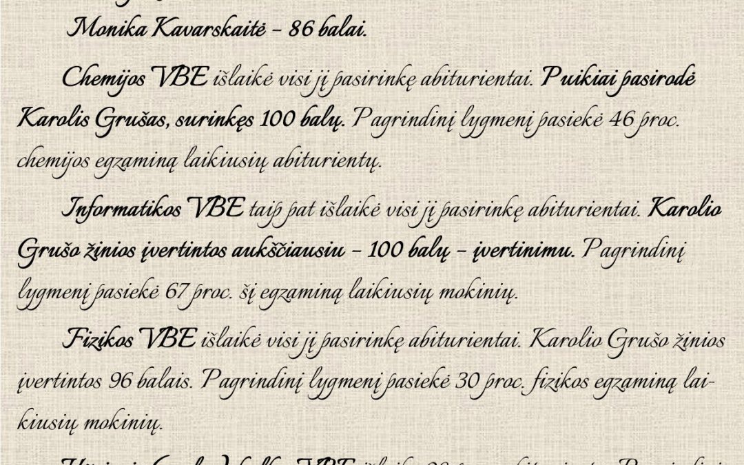 Egzaminų rezultatai