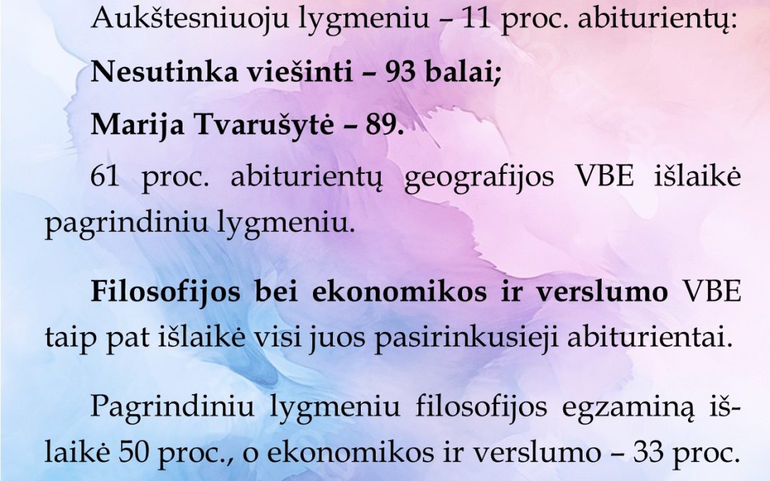 Egzaminų rezultatai
