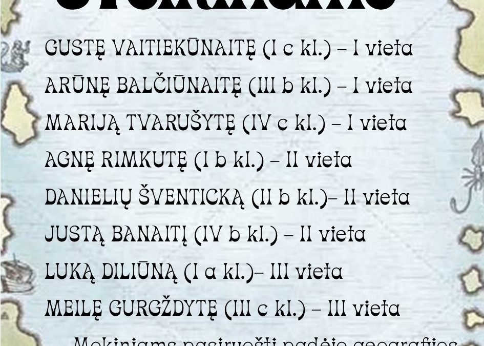 Kovo 17 d. įvyko geografijos olimpiada rajono 9-12 bei (I-IV gimnazijos) klasių mokiniams