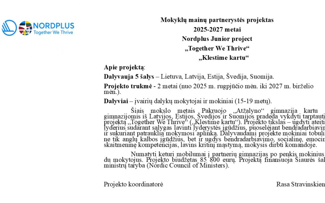 Mokyklų mainų partnerystės projektas